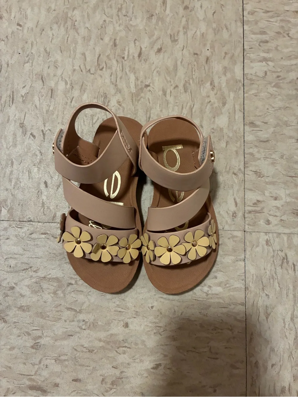 bebe Tan Floral Strap Sandals for Kids